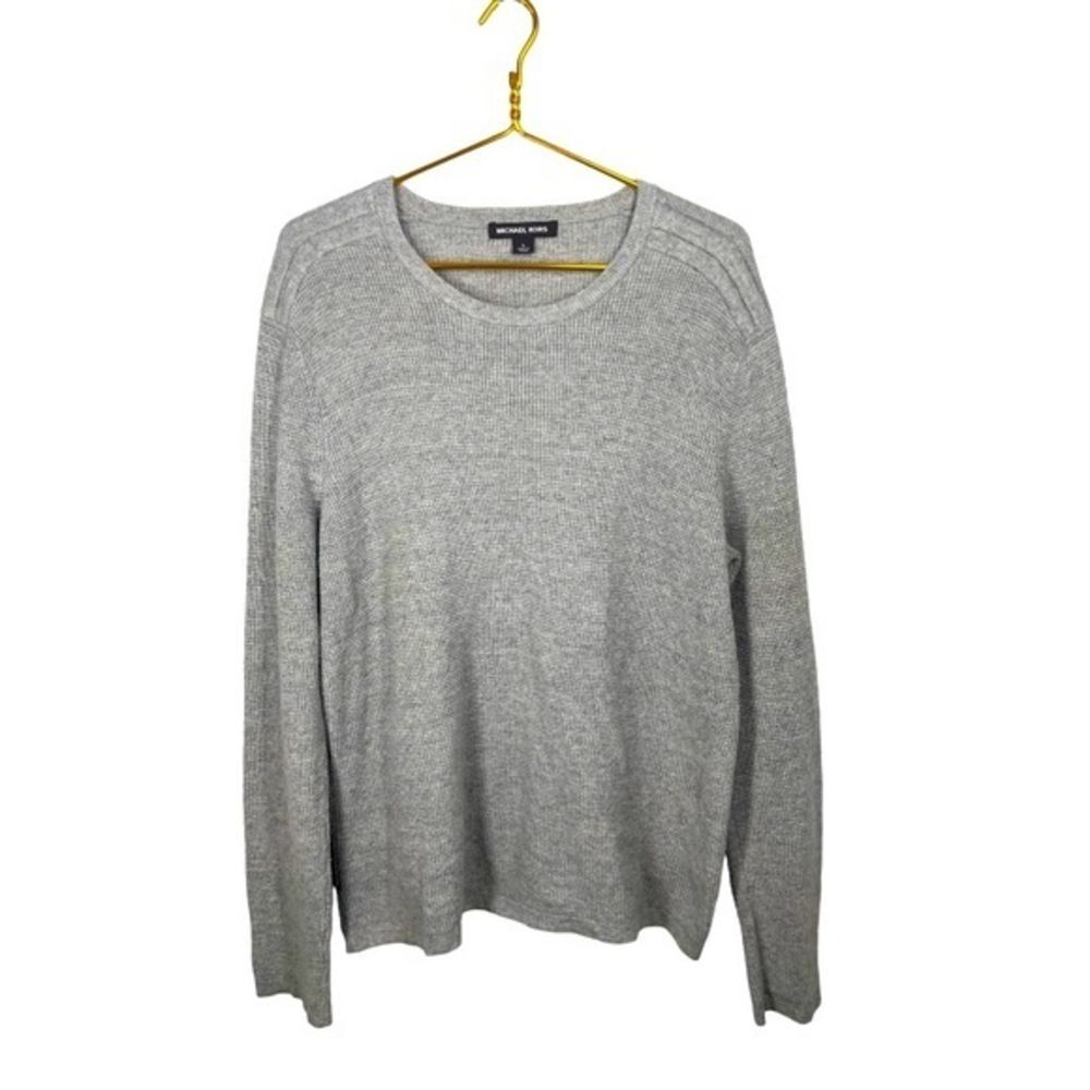 Michael Kors Mens Cotton/Wool Blend Gray Thermal‎ Crewneck - Large